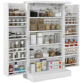 Kitchen Cupboard: Double Doors, 5-Tier Shelf, 12 Spice Racks, White