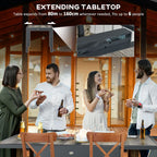 Extendable Outdoor Dining Table Aluminium Rectangle Patio Table Grey