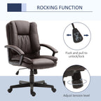 Office Chair, Faux Leather Computer Desk Chair, Mid Back Executive Chair with Adjustable Height and Swivel Rolling Wheels for Home Study, Brown