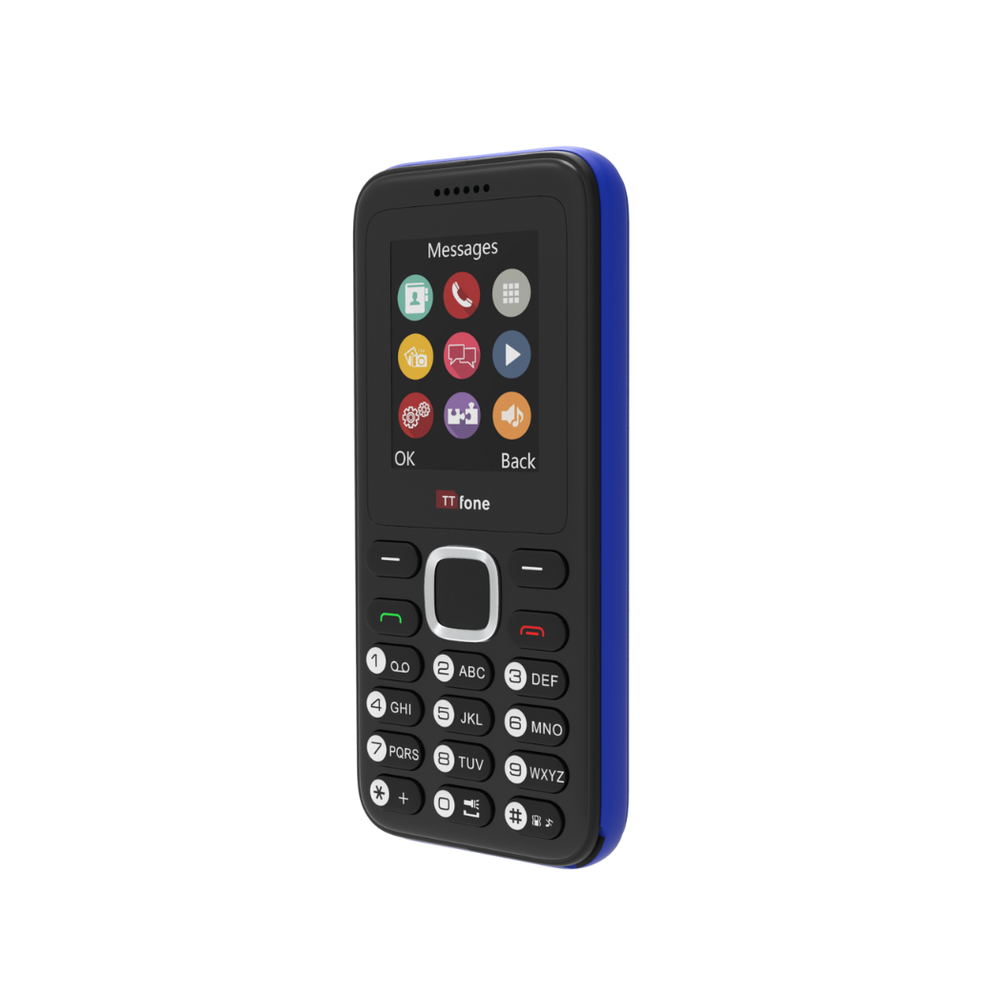 Blue Dual SIM Mobile with USB Cable