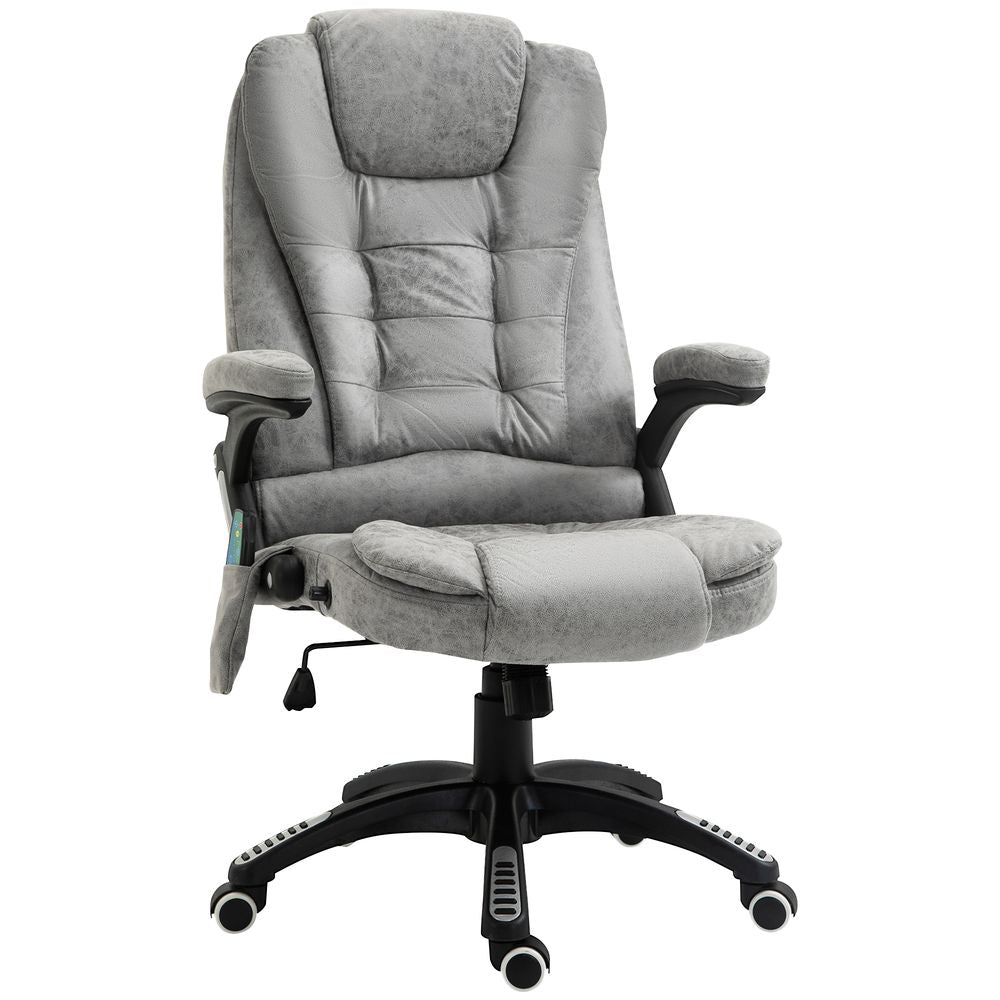 Executive Reclining Chair w/ Heating Massage Points Relaxing Headrest Grey with Soothe Detail