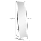 Full Length Mirror with LED Light, Free Standing Floor Mirror for Bedroom