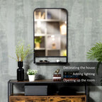 Sleek Square Wall Mirror w/ Shelf, 86x53 cm - Modern Mirrors for Living Room, Bedroom
