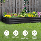 Galvanised Raised Garden Bed Metal Planter Box with Open Bottom, Grey