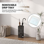 Decorative Umbrella Holder w/ Drip Tray 4 Hooks for Entryway Black