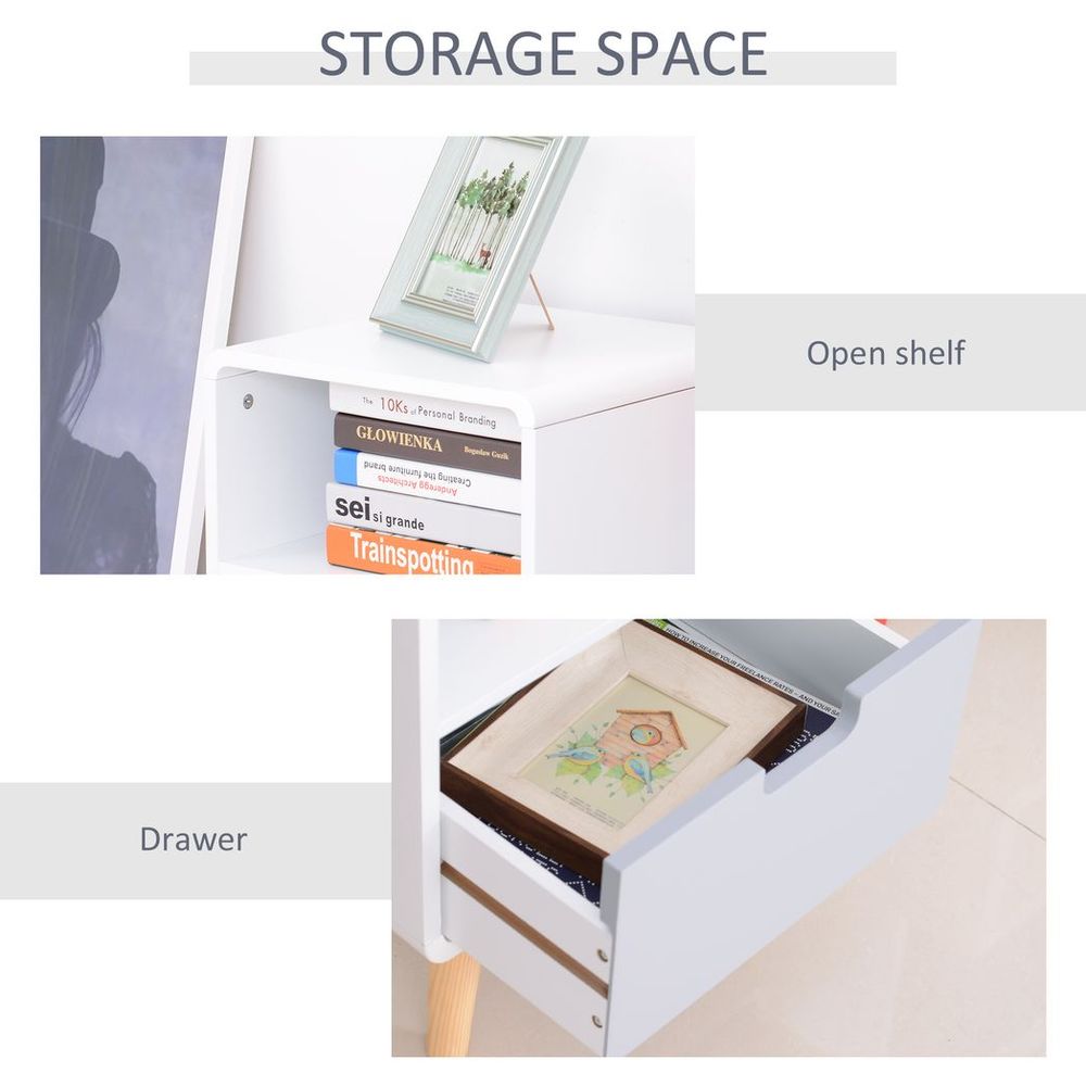Scandi Nordic Style Bedside Table With Drawer: Classic, Sturdy, Extra Storage - for any Bedroom!