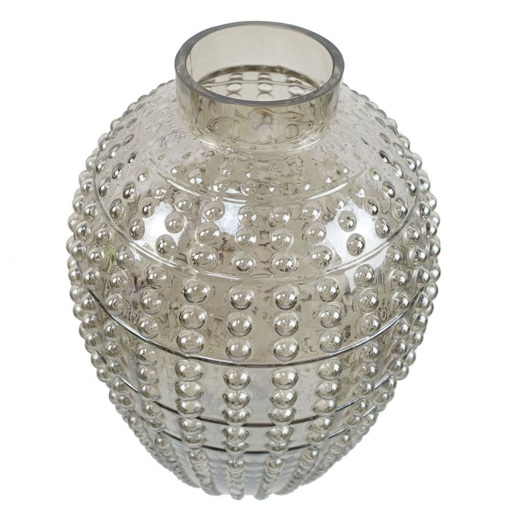35cm Smoke Grey Bubble Vase - Exquisite Handcrafted Glass - for Real & Artificial Flowers