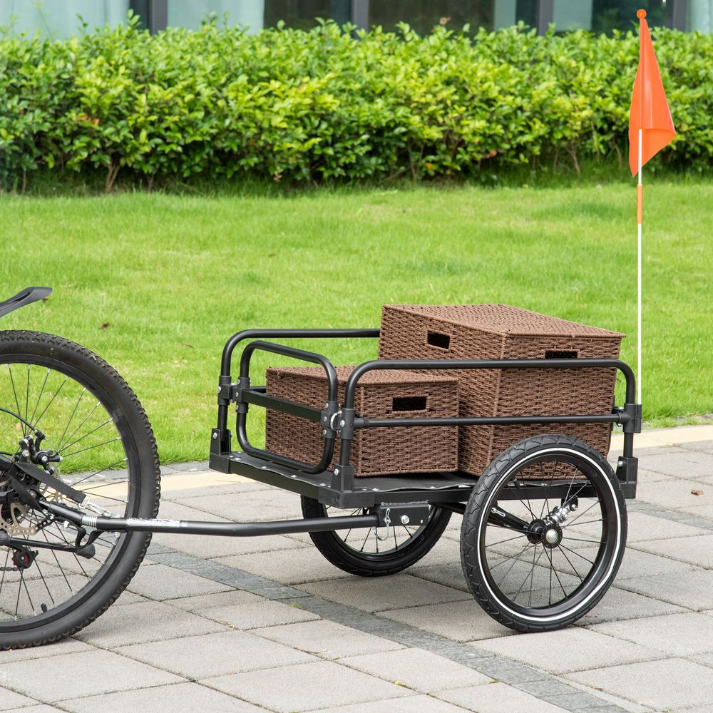 Bike Trailer Wagon with Suspension, 2 Wheels - Durable, Foldable, Black