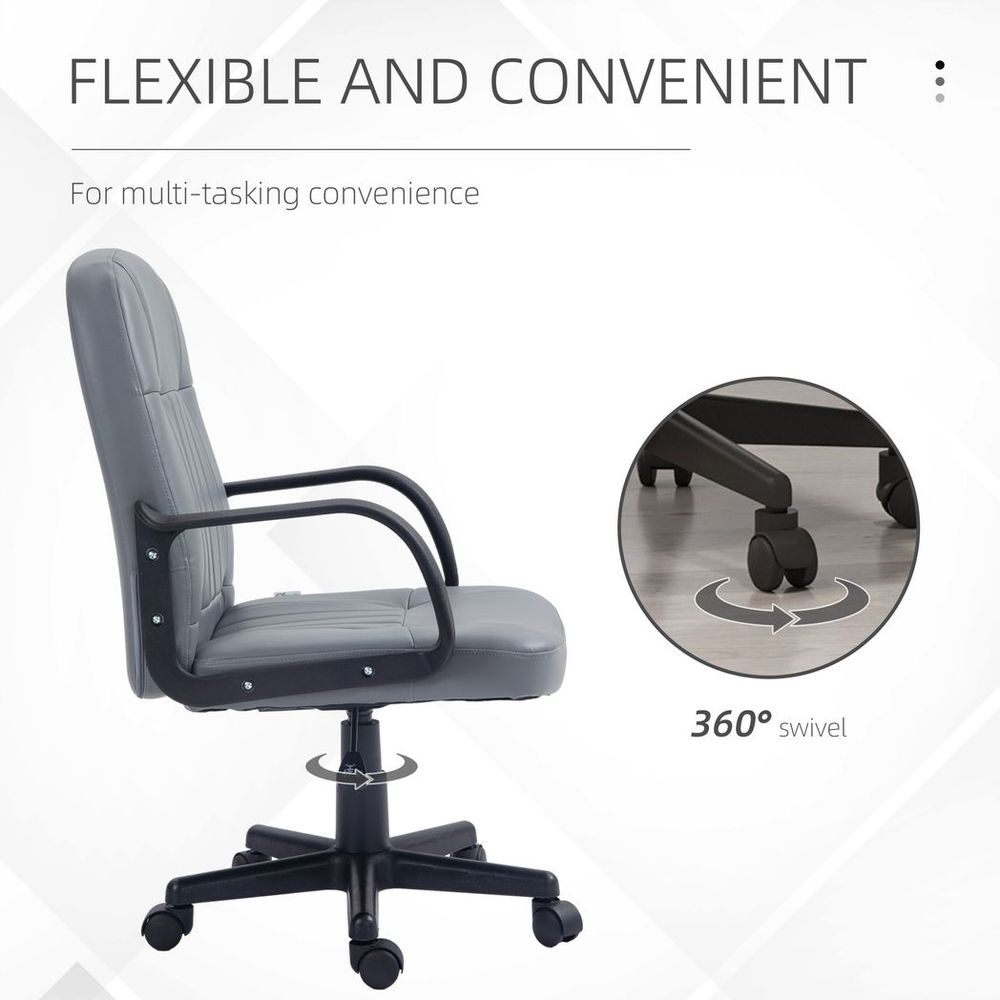 PU Leather Office Chair: Swivel, Mid-Back, Grey - for Stylish and Comfortable Working