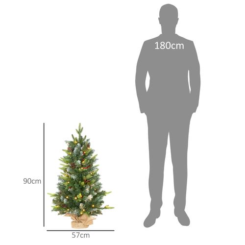 2 Pieces 2' Prelit Artificial Tabletop Christmas Trees, LED Display