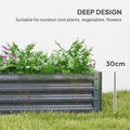 Galvanised Raised Garden Bed, 180x90x30cm Raised Bed, Silver