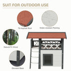 Outdoor Cat House w/ Stairs, Roof, & Balcony, White