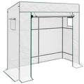 Walk-in Garden Green House Large Roll-up Door and 2 Mesh Windows White