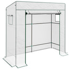 Walk-in Garden Green House Large Roll-up Door and 2 Mesh Windows White
