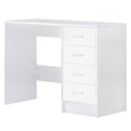 High Gloss 4-Drawer Vanity Desk - White. for Home Office & Study. Spacious Storage & Stylish Design!