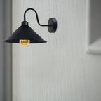 Black Wall Light Fixture,Black Wall Sconce E27 Base Socket Screw Type Wall Mounted Swan Neck Cone Shape Shade in Black