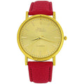 Women's Analogue Watch - Jumbo Gold Dial with Pink Leather Strap