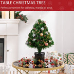 2FT Pre-lit Artificial Christmas Tree Tabletop LED Lights Pot Table Desk Green