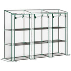 3 Tier Lean-to Mini Greenhouse with Plastic Cover, Clear