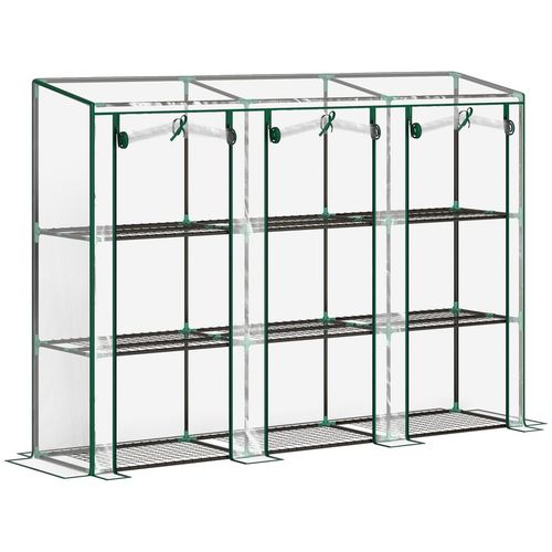 3 Tier Lean-to Mini Greenhouse with Plastic Cover, Clear