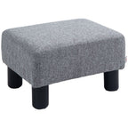 Chic Linen Fabric Footstool Ottoman Cube with 4 Plastic Legs Brown Grey