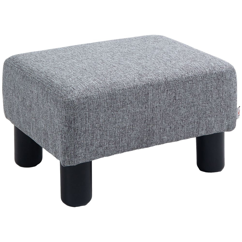 Chic Linen Fabric Footstool Ottoman Cube with 4 Plastic Legs Brown Grey