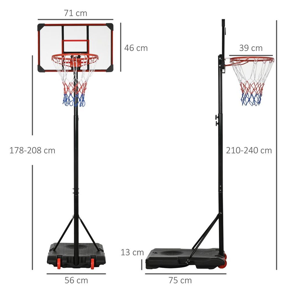 Kids Adjustable Basketball Hoop: Height 1.8-2m, Portable Stand, Wheels