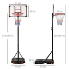 Kids Adjustable Basketball Hoop: Height 1.8-2m, Portable Stand, Wheels