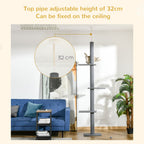 260cm Floor To Ceiling Cat Tree Kitten Tower Adjustable Height - Grey