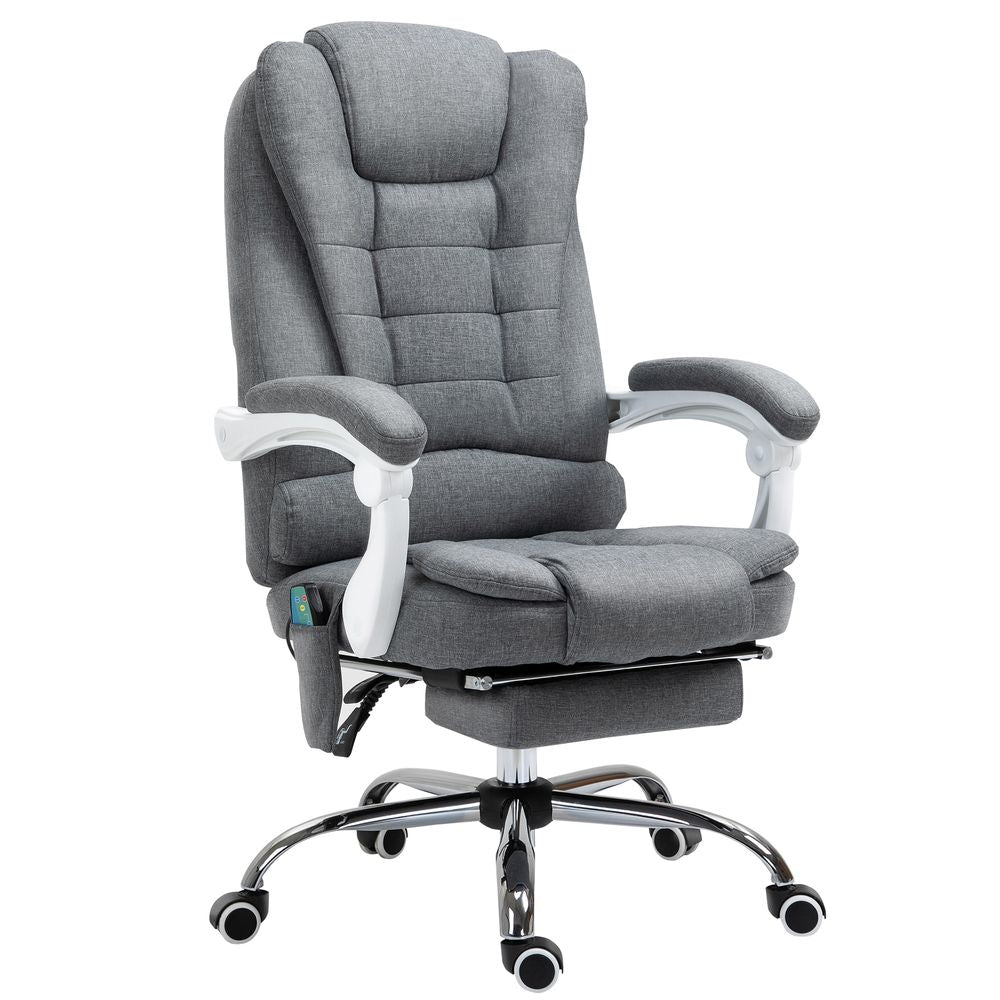 Vintage High Back Heated Massage Office Chair - 6 Vibration Points - Grey