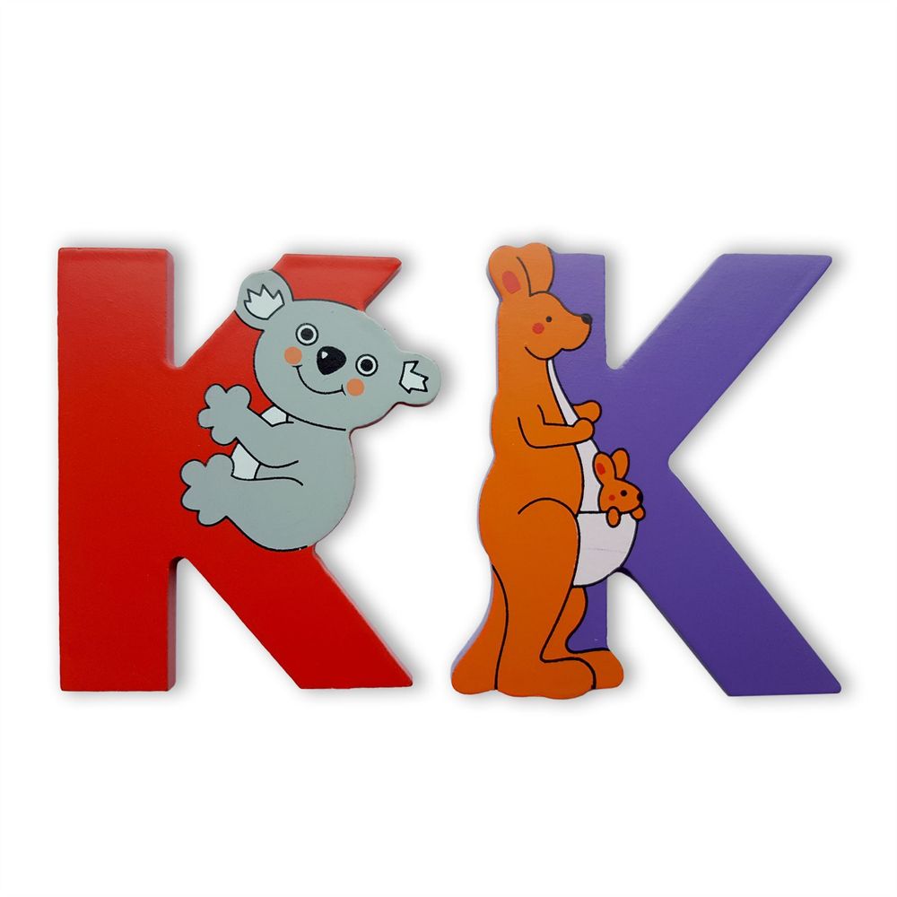 Wooden Alphabet Letter - Jungle Animal Uppercase, Self Adhesive K