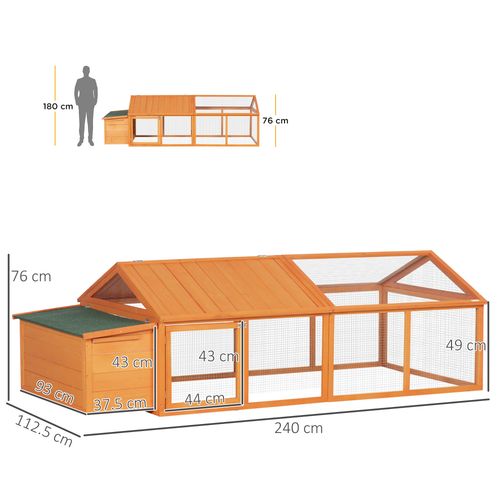 Wooden Chicken Run with Nesting Box, Openable Roof for 4-8 Chickens Ducks