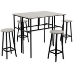 6Pc Bar Table Set: 2 Tables + 4 Stools, Stylish Grey