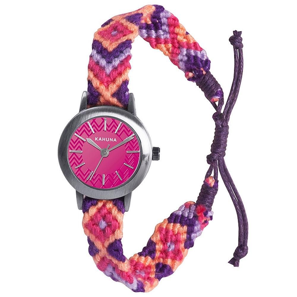 Kahuna Ladies Slim Pink Dial Watch with Fabric Strap AKLF-0019L