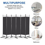Steel Frame Folding Screen - Black, 6 Panels