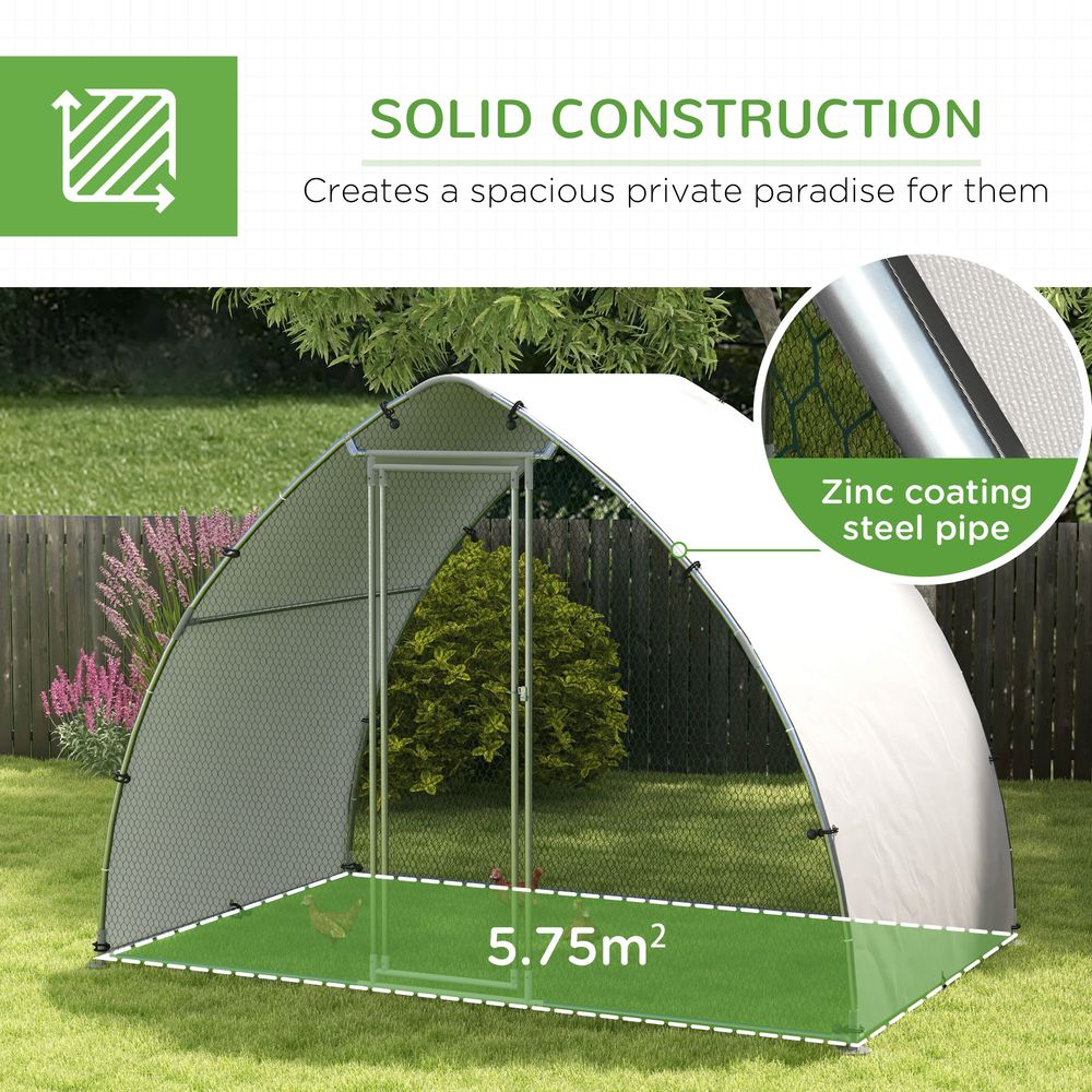 Walk-In Chicken Run w/ Cover, 4-6 Chickens, 3x1.9x2.2m