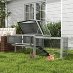 Rabbit Hutch Pet House Outdoor Run Design w/ Water-Resistant Paint Ramp with Level Detail