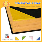 Wooden Sand Pit - Kids Garden Sandbox with Seats