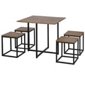Stylish 5-Piece MDF Dining Set w/ Stools - Black/Brown