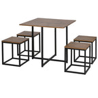 Stylish 5-Piece MDF Dining Set w/ Stools - Black/Brown