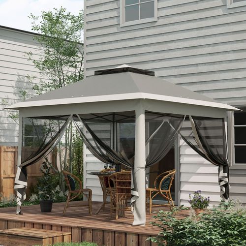 Pop Up Gazebo Height Adjustable Canopy Tent w/ Carrying Bag, Dark Grey