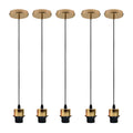 Industrial French Gold Pendant Light - 5 Pack, E27 Lamp Holder, Addable Lampshade, PVC Cable, Stylish, Dimmable