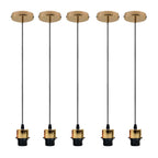 Industrial French Gold Pendant Light - 5 Pack, E27 Lamp Holder, Addable Lampshade, PVC Cable, Stylish, Dimmable