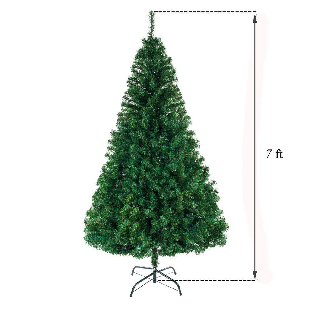 7ft 1100 Branch Christmas Tree - Artificial PVC - Metal Base - Green