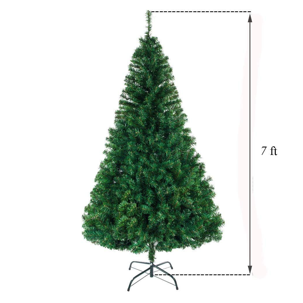 7ft 1100 Branch Christmas Tree - Artificial PVC - Metal Base - Green