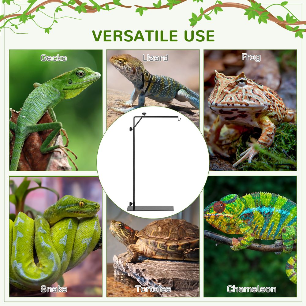 Reptile Lamp Stand: Adjustable Height, Stable Base, Versatile for Lizards & Snakes