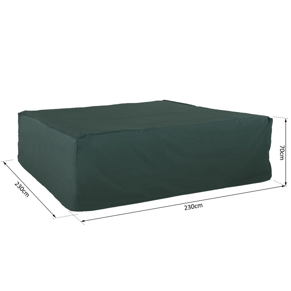 Durable 230x230cm Green Outdoor Furniture Cover - Heavy-Duty PVC Coated 600D Waterproof Protection