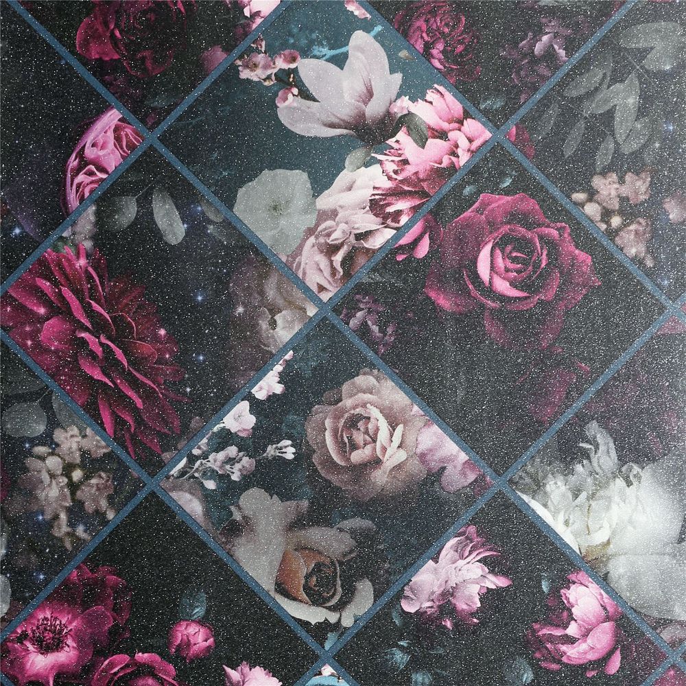 Exquisite Floral Collage - Plum & Teal