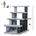 Pet Stairs with 3-step Stair, Scratching Posts, Platforms, Toy Ball