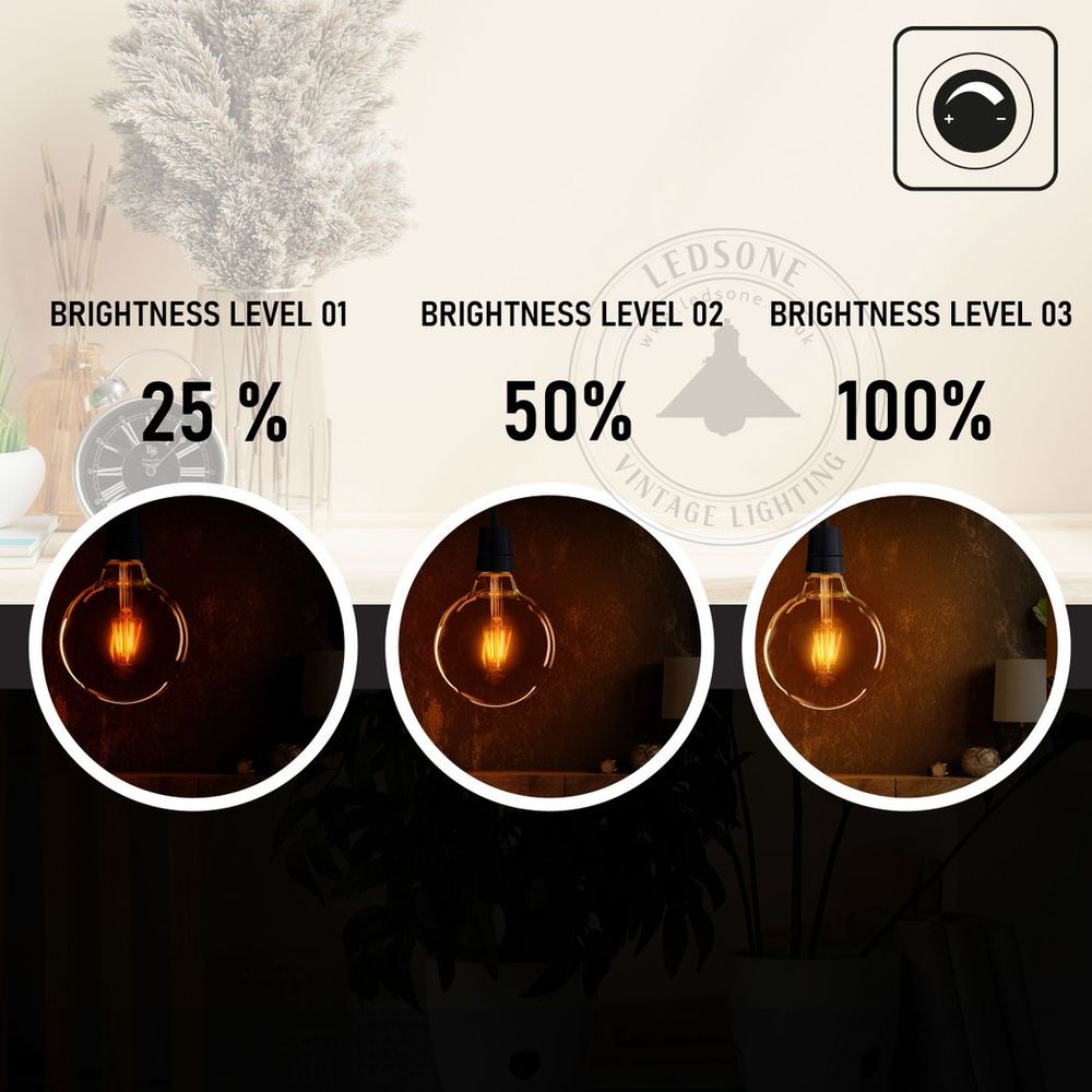 Vintage Amber Glass LED Edison Bulbs - Dimmable, Warm White, 2 Pack, 2700K - Professional Quality
